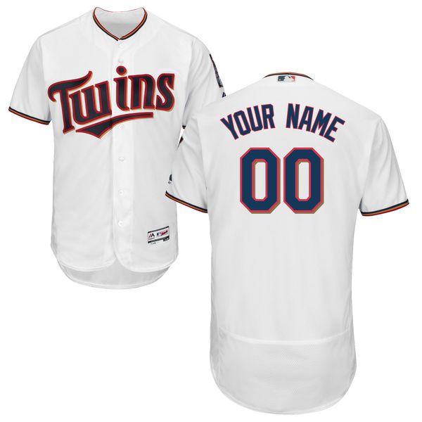 Men Minnesota Twins Majestic Home White Flex Base Authentic Collection Custom MLB Jersey